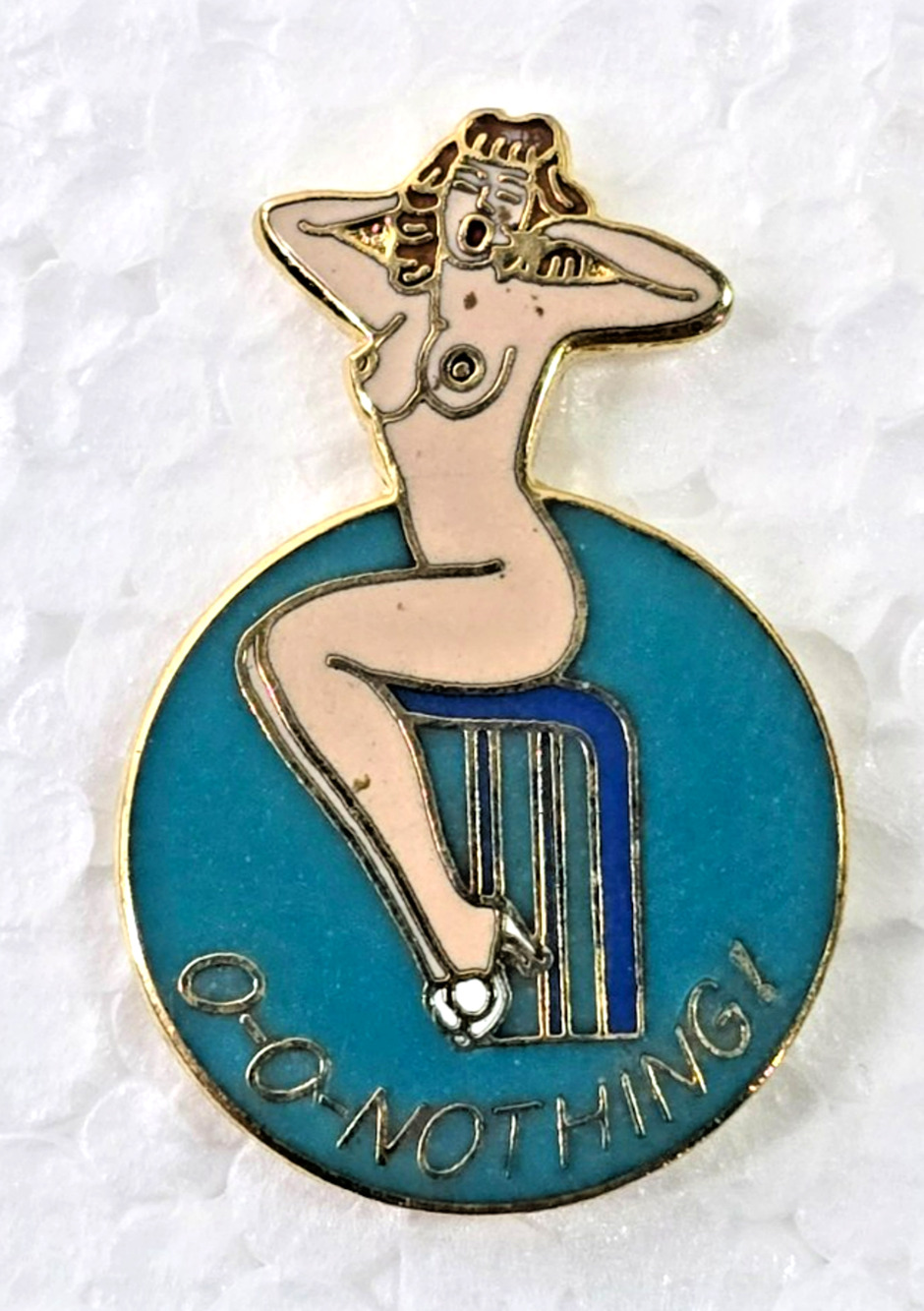 Vintage USAF Army Nose Art Pinup Girl "O-O Nothing" Lapel Hat Pin Tie Tac WWII